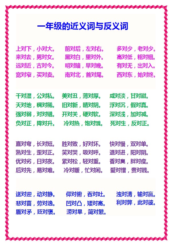 【16页完整版】日积月累知识-近义词与反义词.pdf-优学中小学教辅网