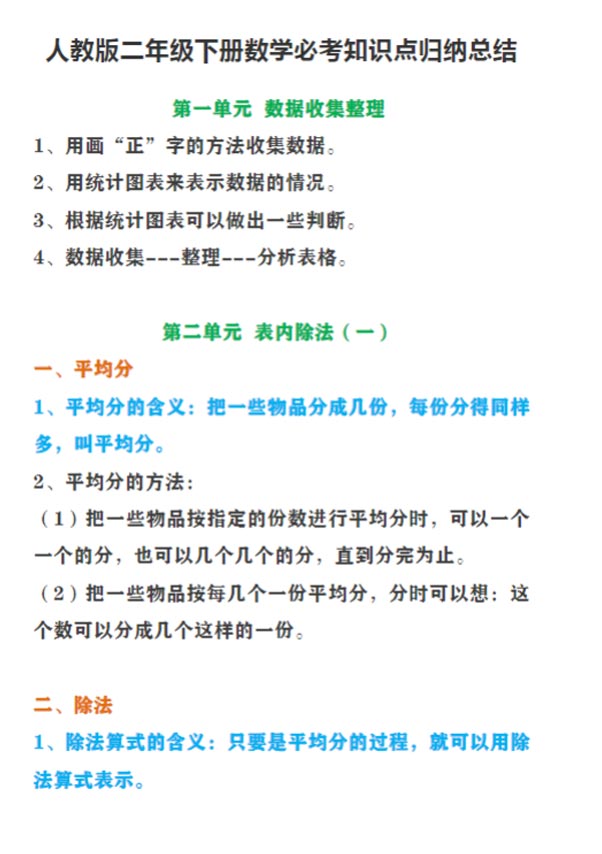 【7页高清完整版】人教版二年级下册数学必考知识点归纳总结.pdf-优学中小学教辅网