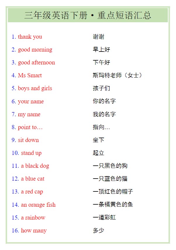 2026春新版三年级英语下册·重点短语汇总.pdf-优学中小学教辅网